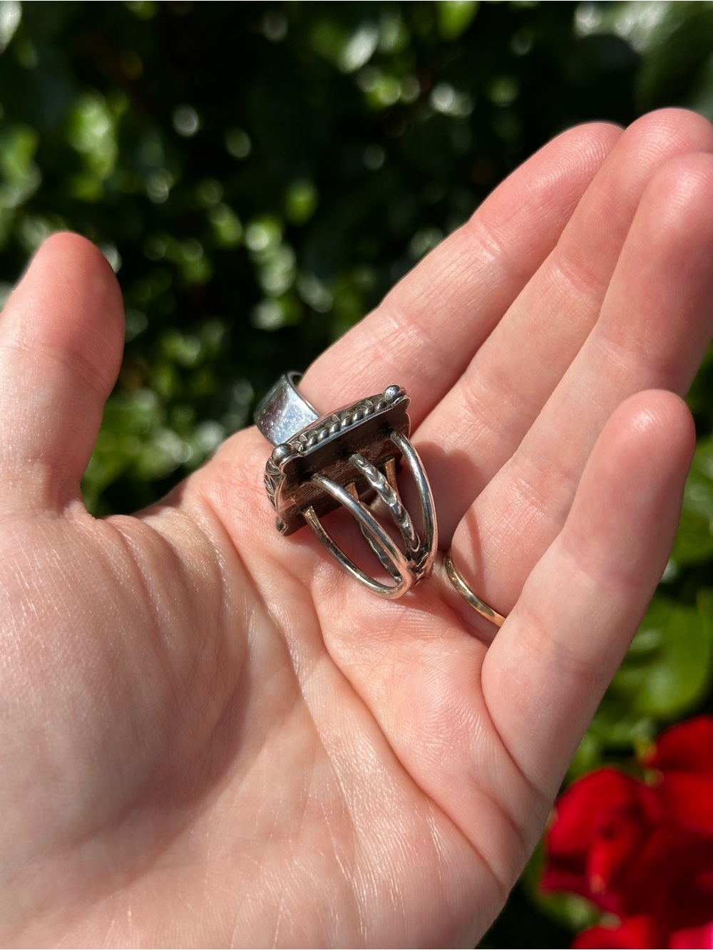 Pink Rhodochrosite Statement Ring - Picture 4 of 5